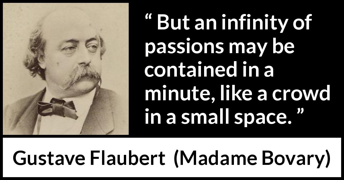 Gustave Flaubert quote about passion from Madame Bovary - But an infinity of passions may be contained in a minute, like a crowd in a small space.