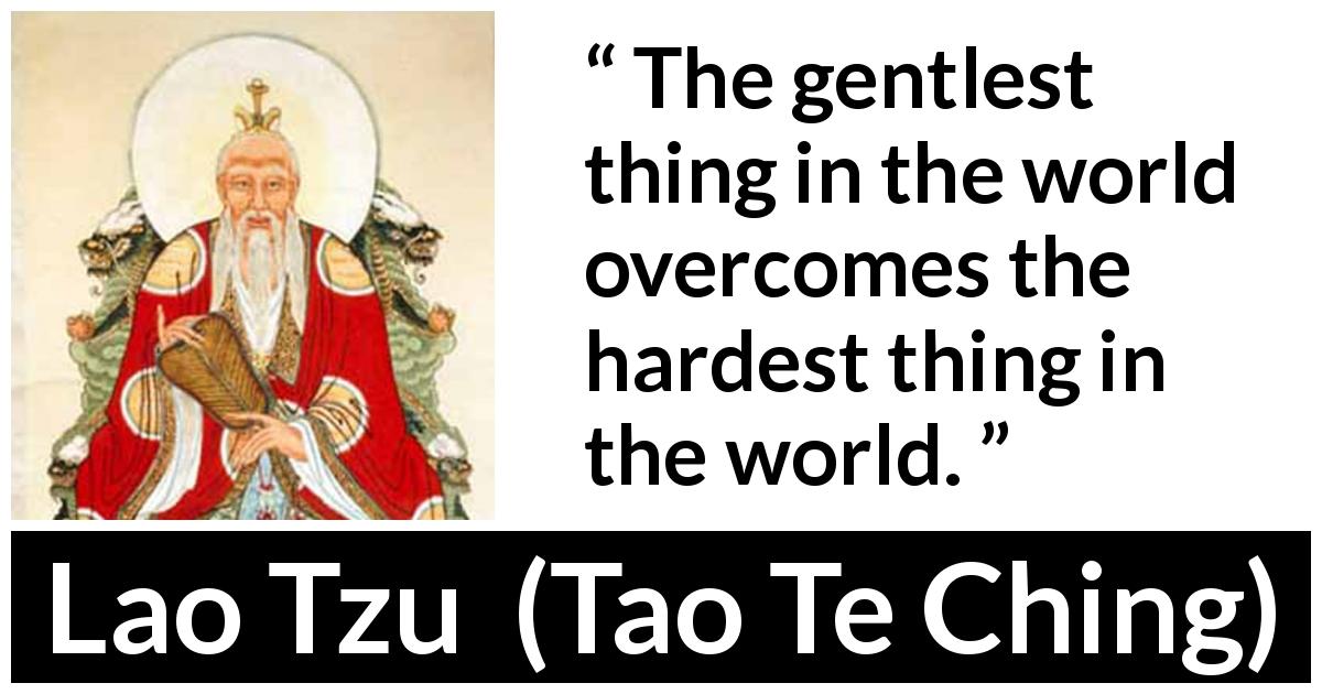 Lao Tzu quote about kindness from Tao Te Ching - The gentlest thing in the world overcomes the hardest thing in the world.