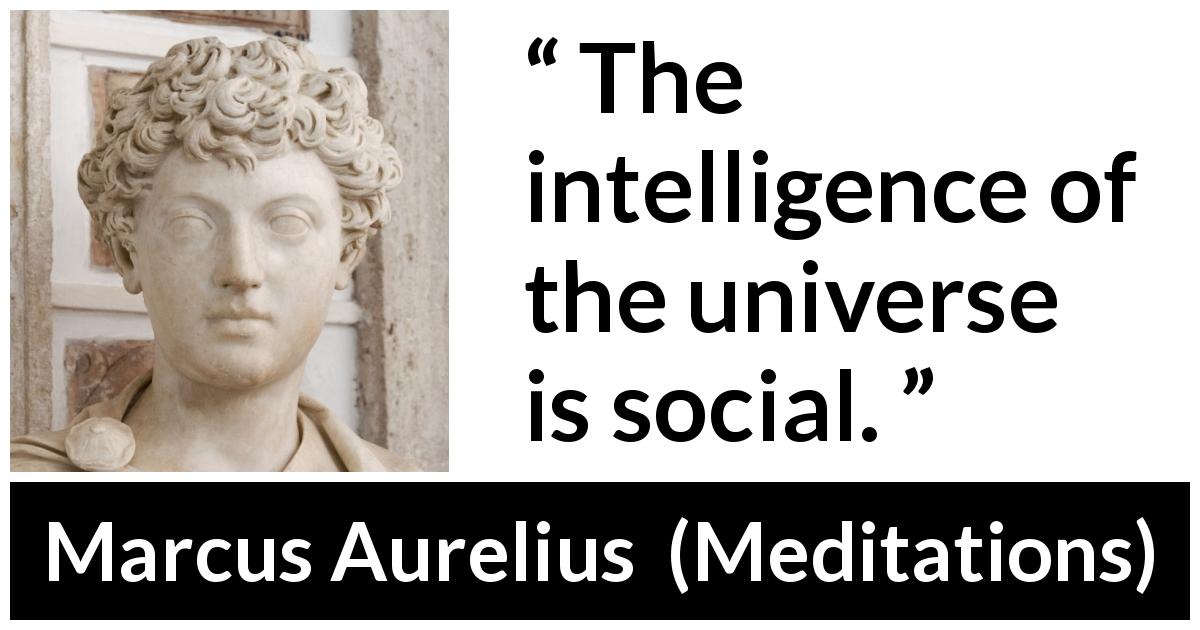 Marcus Aurelius quote about intelligence from Meditations - The intelligence of the universe is social.