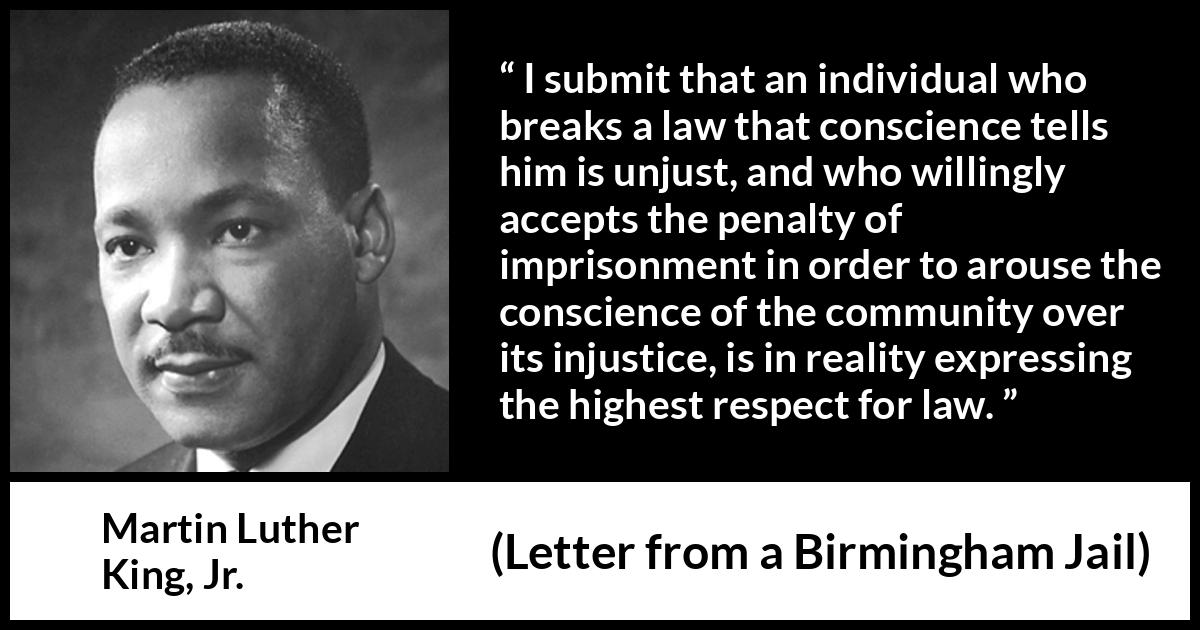 the principle of natural law in letter from a birmingham jail by martin luther king jr The limits and dangers of civil disobedience: the case and king’s “letter from birmingham jail founding principles martin luther king, jr’s. the principle of natural law in letter from a birmingham jail by martin luther king jr The limits and dangers of civil disobedience: the case and king’s “letter from birmingham jail founding principles martin luther king, jr’s.