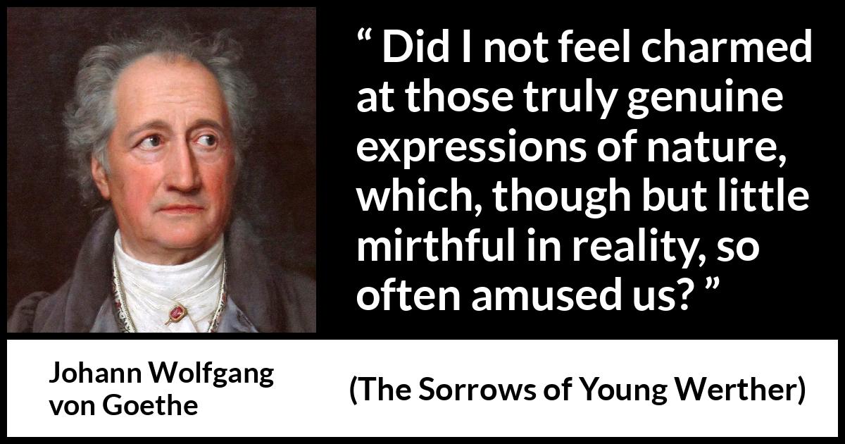 Johann Wolfgang von Goethe - The Sorrows of Young Werther - Did I not feel charmed at those truly genuine expressions of nature, which, though but little mirthful in reality, so often amused us?
