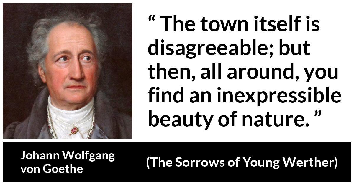 Johann Wolfgang von Goethe - The Sorrows of Young Werther - The town itself is disagreeable; but then, all around, you find an inexpressible beauty of nature.