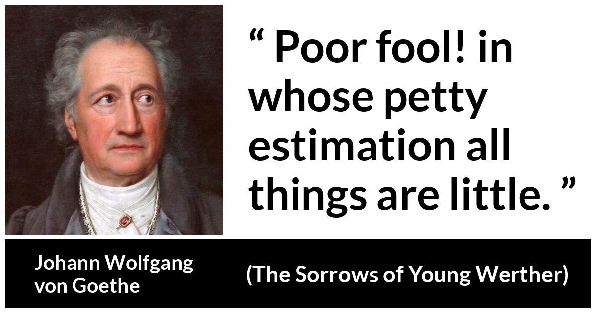 Johann Wolfgang von Goethe - The Sorrows of Young Werther - Poor fool! in whose petty estimation all things are little.