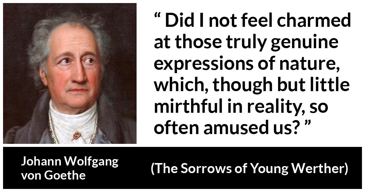 Johann Wolfgang von Goethe - The Sorrows of Young Werther - Did I not feel charmed at those truly genuine expressions of nature, which, though but little mirthful in reality, so often amused us?