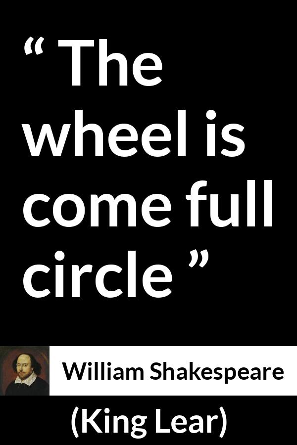 William Shakespeare - King Lear - The wheel is come full circle