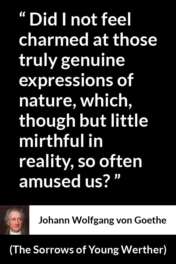 Johann Wolfgang von Goethe - The Sorrows of Young Werther - Did I not feel charmed at those truly genuine expressions of nature, which, though but little mirthful in reality, so often amused us?