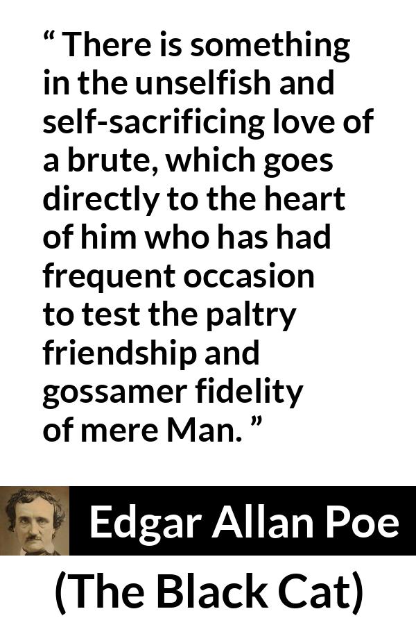 Edgar Allan Poe - The Black Cat - There is something in the unselfish and self-sacrificing love of a brute, which goes directly to the heart of him who has had frequent occasion to test the paltry friendship and gossamer fidelity of mere Man.