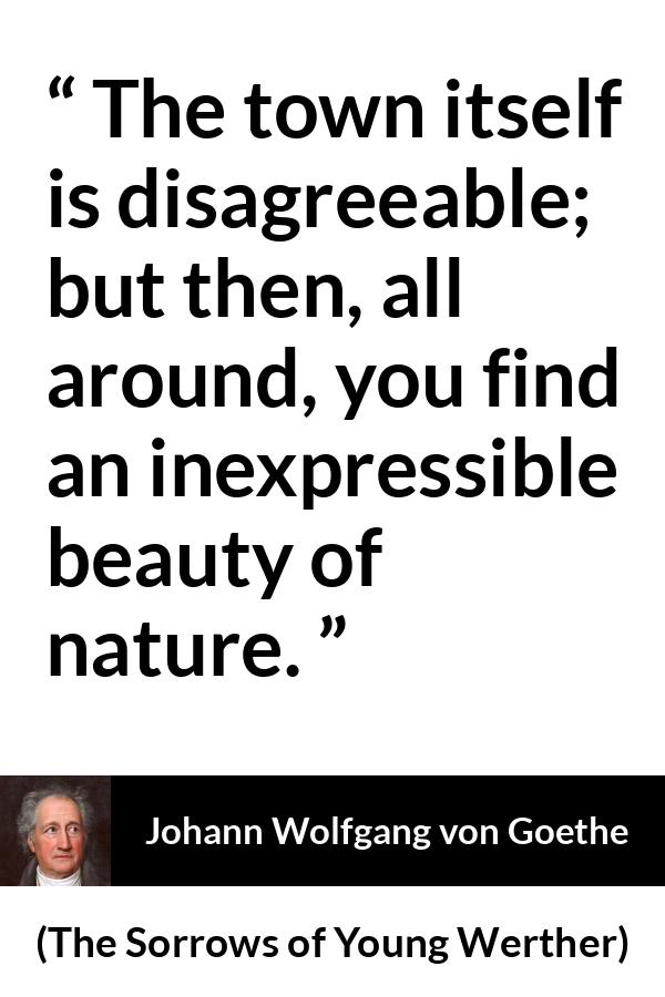 Johann Wolfgang von Goethe - The Sorrows of Young Werther - The town itself is disagreeable; but then, all around, you find an inexpressible beauty of nature.