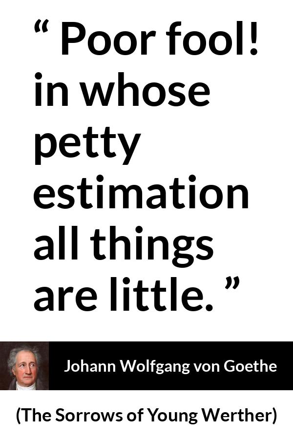 Johann Wolfgang von Goethe - The Sorrows of Young Werther - Poor fool! in whose petty estimation all things are little.