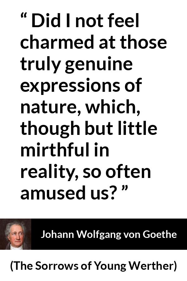 Johann Wolfgang von Goethe - The Sorrows of Young Werther - Did I not feel charmed at those truly genuine expressions of nature, which, though but little mirthful in reality, so often amused us?