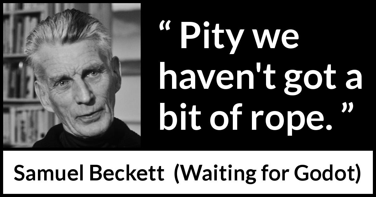 Samuel Beckett quote about pity from Waiting for Godot - Pity we haven't got a bit of rope.