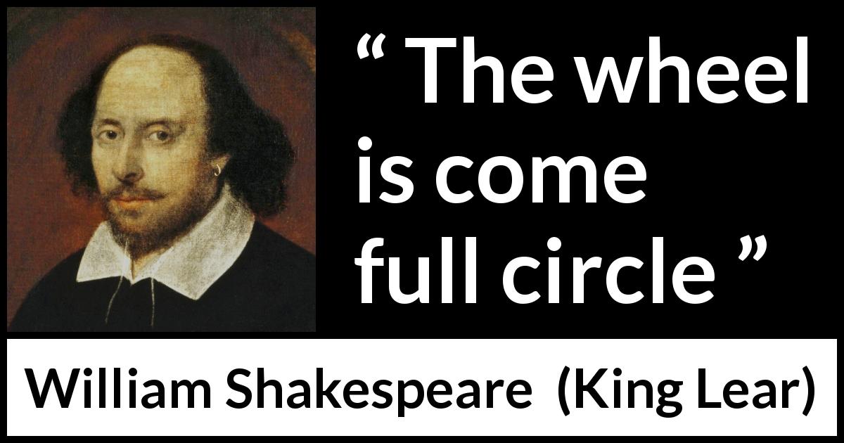 William Shakespeare quote about wheel from King Lear - The wheel is come full circle