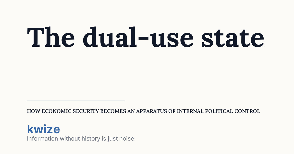 The dual-use state: How economic security becomes an apparatus of ...