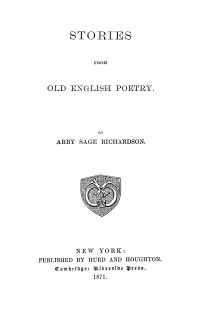 Image de Stories from Old English Poetry