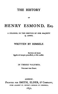 Image de The History of Henry Esmond, Esq., a Colonel in the Service of Her Majesty Queen Anne