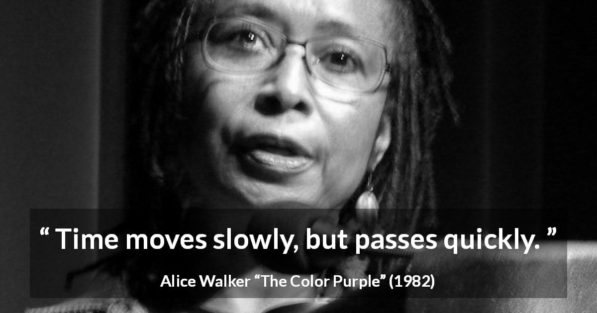 Alice Walker quote about time from The Color Purple - Time moves slowly, but passes quickly.
