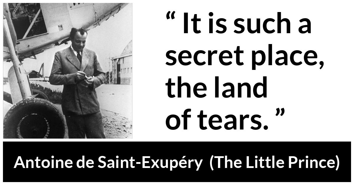 Antoine de Saint-Exupéry about sadness (“The Little Prince”, 1943) Antoine de Saint-Exupéry about sadness (“The Little Prince”, 1943) - It is such a secret place, the land of tears.