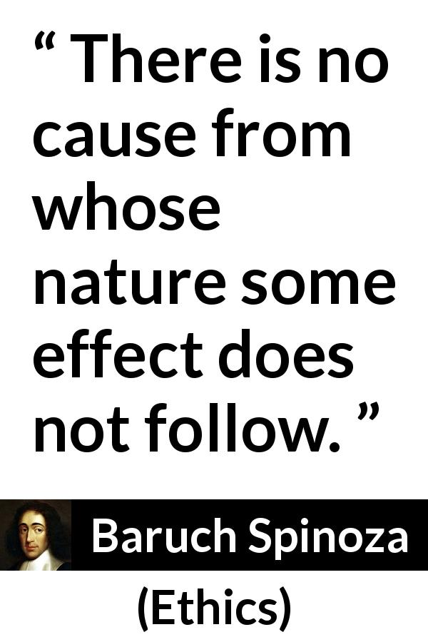 Baruch Spinoza quote about nature from Ethics - There is no cause from whose nature some effect does not follow.