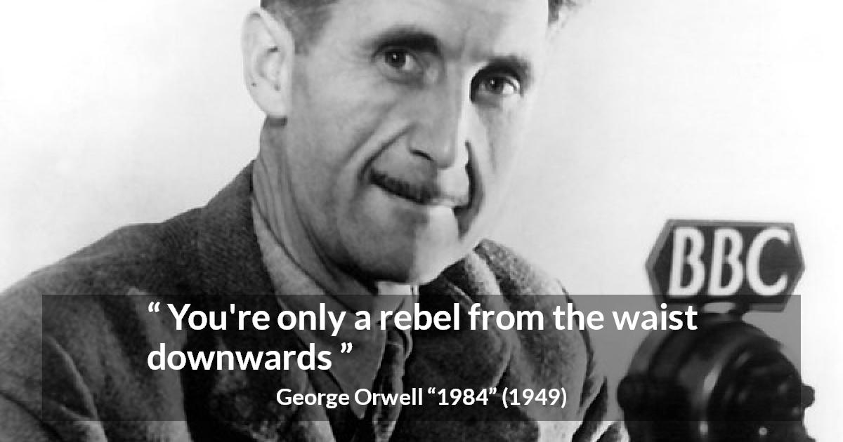 George Orwell quote about rebellion from 1984 - You're only a rebel from the waist downwards