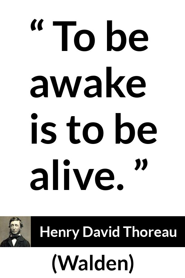 Henry David Thoreau quote about living from Walden - To be awake is to be alive.