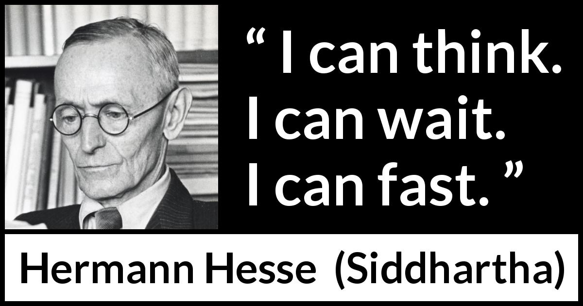 Hermann Hesse quote about waiting from Siddhartha - I can think. I can wait. I can fast.