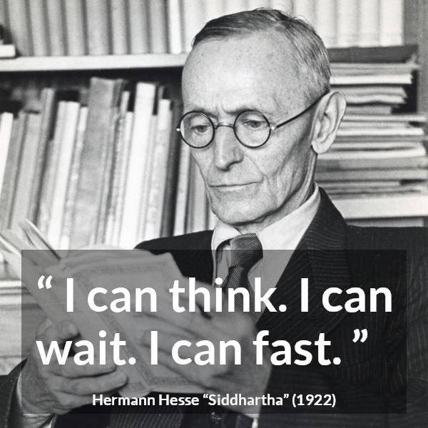 Hermann Hesse quote about waiting from Siddhartha - I can think. I can wait. I can fast.