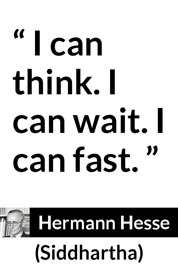 Hermann Hesse quote about waiting from Siddhartha - I can think. I can wait. I can fast.