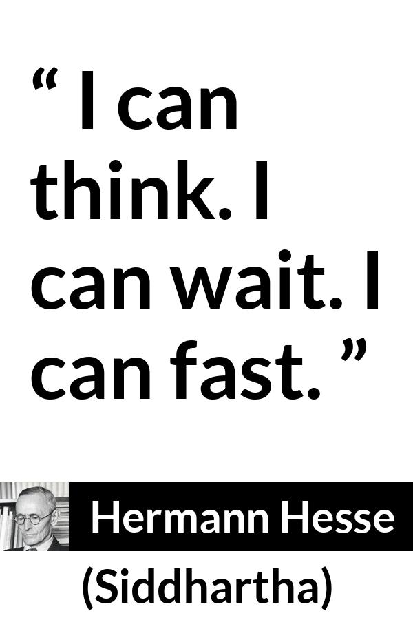 Hermann Hesse quote about waiting from Siddhartha - I can think. I can wait. I can fast.