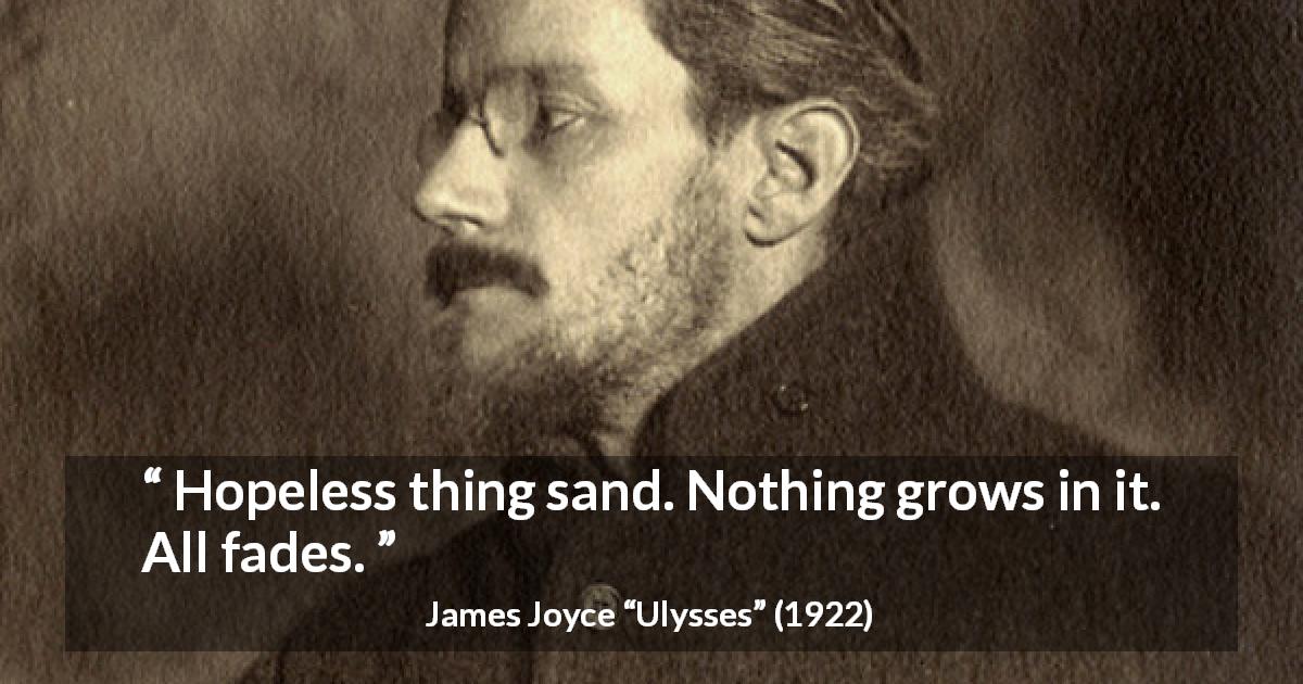 James Joyce quote about sand from Ulysses - Hopeless thing sand. Nothing grows in it. All fades.