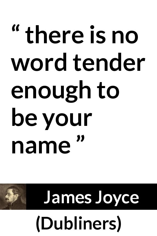 James Joyce quote about words from Dubliners - there is no word tender enough to be your name