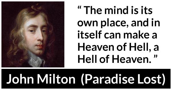 John Milton Paradise Lost Floating Quote The mind is its 