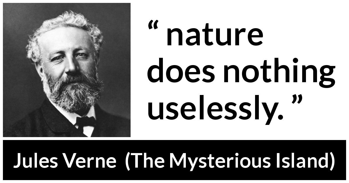 Jules Verne quote about nature from The Mysterious Island - nature does nothing uselessly.