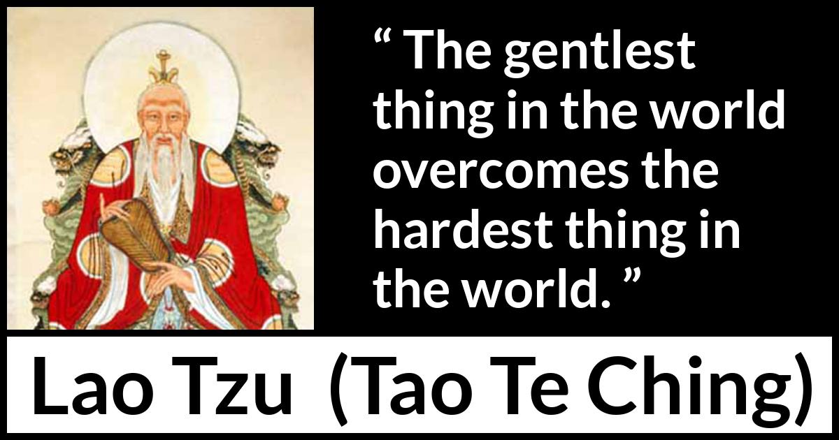 Lao Tzu quote about kindness from Tao Te Ching - The gentlest thing in the world overcomes the hardest thing in the world.