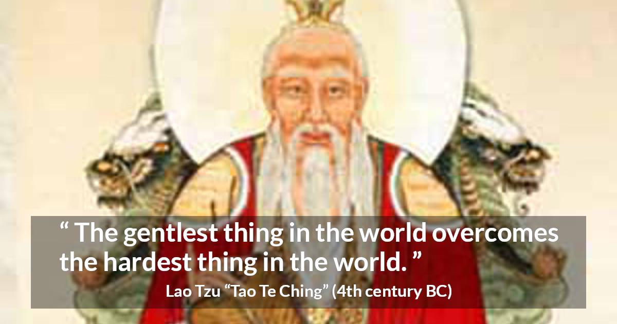 Lao Tzu quote about kindness from Tao Te Ching - The gentlest thing in the world overcomes the hardest thing in the world.