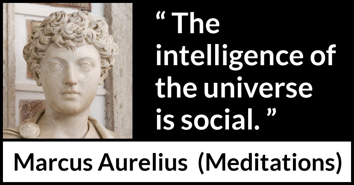 Marcus Aurelius quote about intelligence from Meditations - The intelligence of the universe is social.