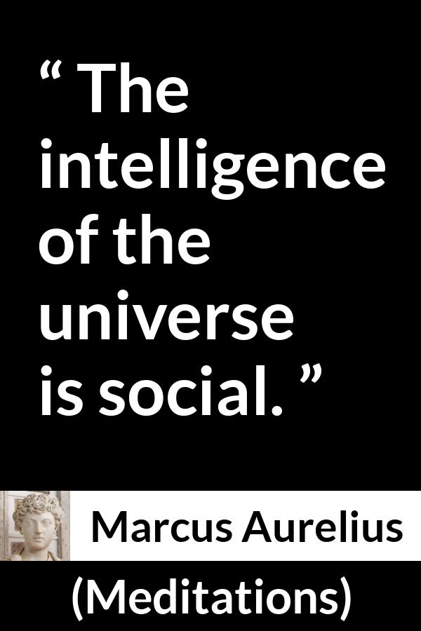 Marcus Aurelius quote about intelligence from Meditations - The intelligence of the universe is social.