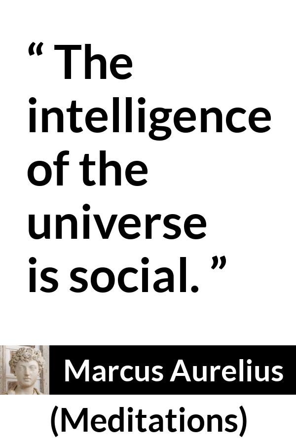 Marcus Aurelius quote about intelligence from Meditations - The intelligence of the universe is social.