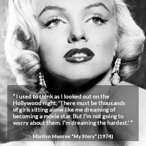 Marilyn Monroe: “I used to think as I looked out on the Hollywood...”