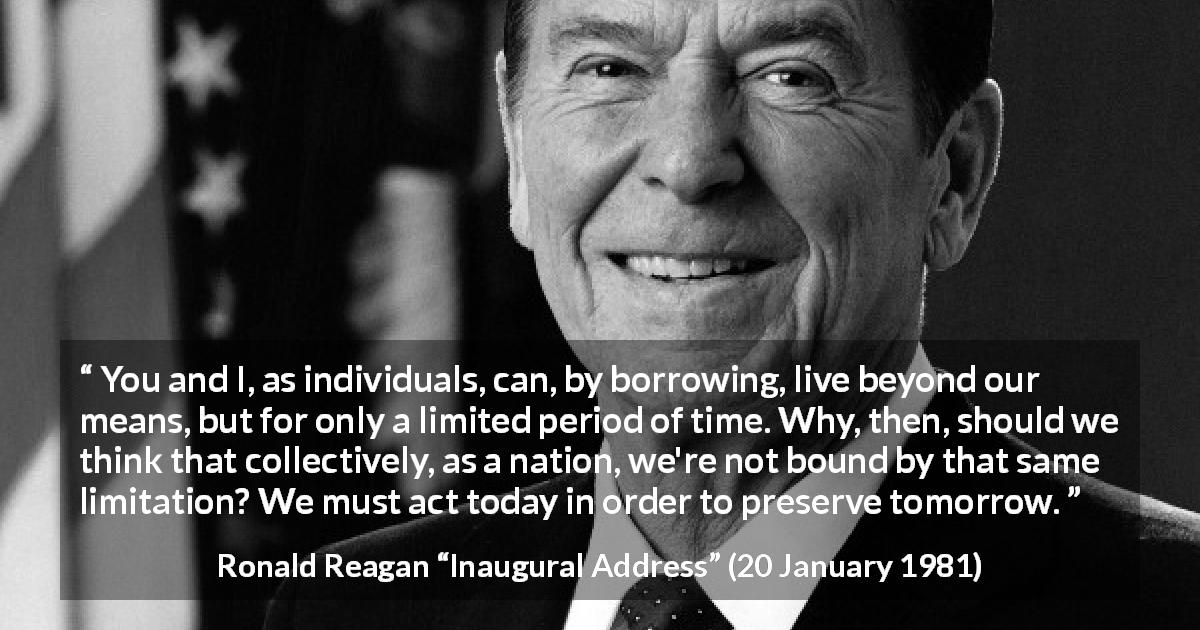 Ronald Reagan quote about nation from Inaugural Address 1d5206
