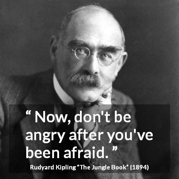 Rudyard Kipling quote about courage from The Jungle Book - Now, don't be angry after you've been afraid.