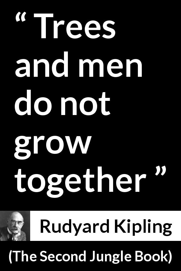Rudyard Kipling quote about men from The Second Jungle Book - Trees and men do not grow together