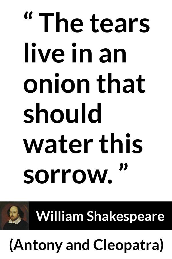 William Shakespeare quote about grief from Antony and Cleopatra - The tears live in an onion that should water this sorrow.