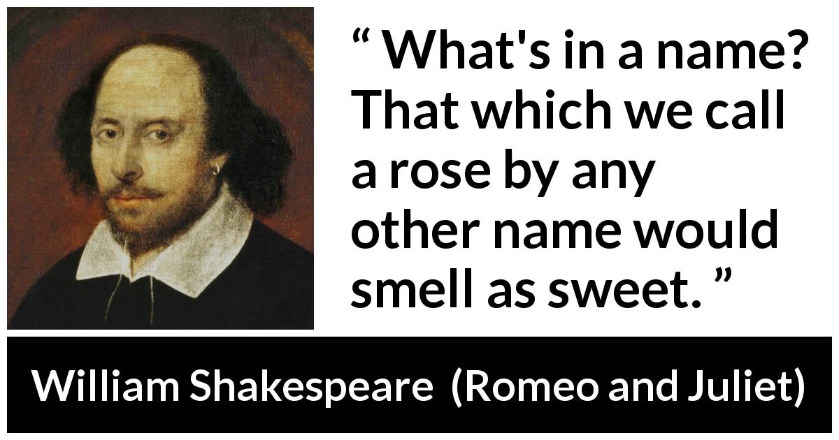 William Shakespeare quote about language from Romeo and Juliet - What's in a name? That which we call a rose by any other name would smell as sweet.