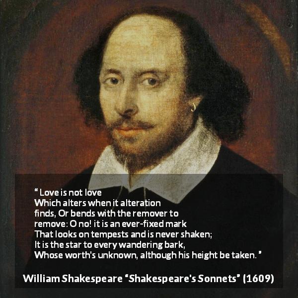 William Shakespeare: “Love is not love Which alters when it...”